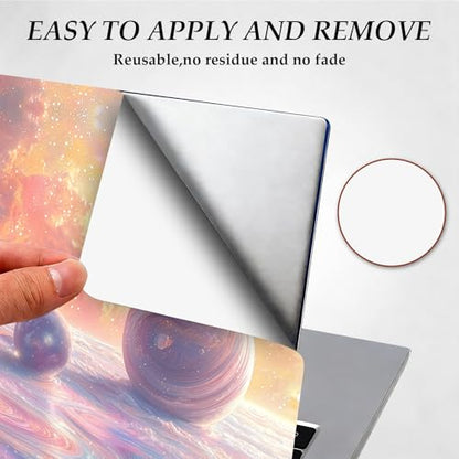 12.1-15.6 Inch Universal Reusable Laptop Skin Sticker Decal, Waterproof Removable Protector for Notebook Cover, Scratch-Resistant Vinyl Cuttable Full Wrap Sticker, Pink Purple Dreamy Planet Cloud - color: Pink Purple Dreamy Planet Cloud