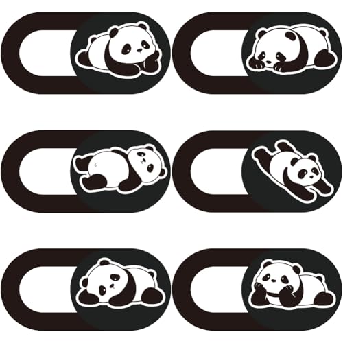 6Pcs 6 Styles Panda Phone Camera Cover Privacy Guard Accessories, 0.04 Inch Ultra Thin Webcam Cover Slide Cute Protector Blocker for Desktop Computer Tablet Notebook Mini PC Office Use - color: Panda