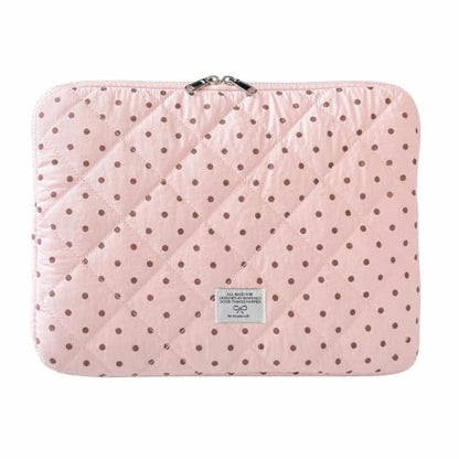 Cute Bow Puffy Laptop Sleeve 13-15 Inch Cute Quilted Laptop Protective Case Padded Bow Computer Sleeve for MacBook (Polka dots Pink, 13inch) - color: polka dots pink, size: 13inch