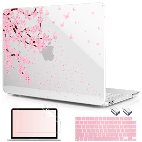 Compatible with MacBook Neo 13 inch (2026 Release A3404) (A18 Pro) with Liquid Retina Display, Printed Slim Protective Case with Screen Protector & Keybaord Cover, Sakura & Flying - color: Sakura & flying