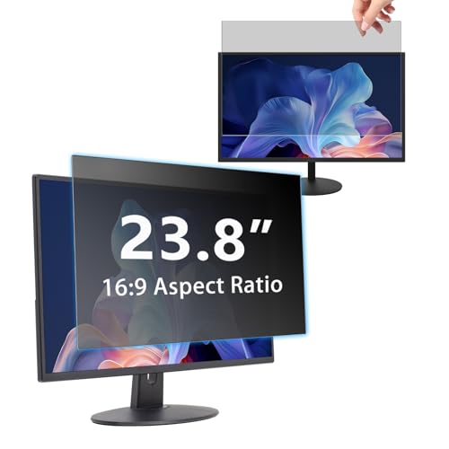 23.8" Privacy Screen Computer for 16:9 Aspect Ratio, 2-Sided Removable Anti-Peeping/Anti-Glare, Blue Light Block, UV Protect, Reduce Strain, Anti-Scratch, Fits 23.8-inch 16:9 Protector Film - size: 23.8inch 16:9