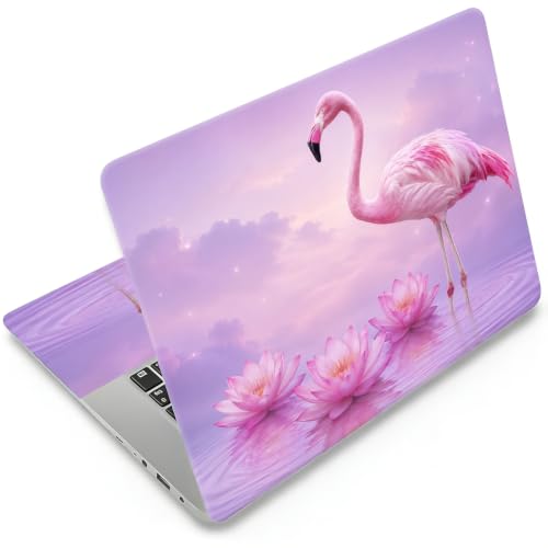 DEGDFSGR 12.1-15.6 Inch Universal Reusable Laptop Skin Sticker Decal, Waterproof Removable Protector for Notebook Cover, Scratch-Resistant Vinyl Cuttable Full Wrap Sticker, Pink Flamingo Lotus Flower - color: Pink Flamingo Lotus Flower