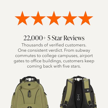SWISSGEAR 1900 ScanSmart Laptop Backpack, Fits Most 17-Inch Laptops, TSA-Friendly Lay-Flat Design, RFID Protection, and Tablet Pocket, Black, 31L, 18.5-Inch - color: Olive Branch