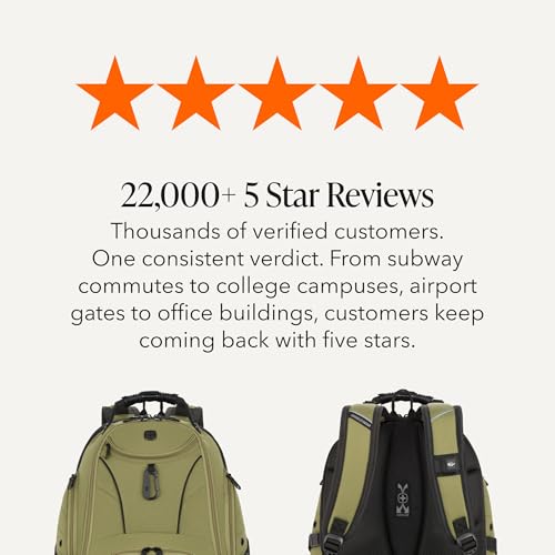 SWISSGEAR 1900 ScanSmart Laptop Backpack, Fits Most 17-Inch Laptops, TSA-Friendly Lay-Flat Design, RFID Protection, and Tablet Pocket, Black, 31L, 18.5-Inch - color: Olive Branch