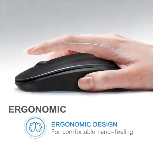 Unipows Wireless Mouse-2.4G Slim Portable Computer Mouse, Black | Nano Receiver, Less Noise Mobile Optical Mice for Notebook, PC, Laptop, Desktop - color: Black