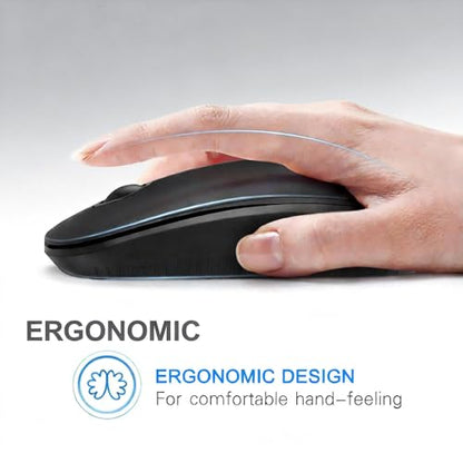 Unipows Wireless Mouse-2.4G Slim Portable Computer Mouse, Black | Nano Receiver, Less Noise Mobile Optical Mice for Notebook, PC, Laptop, Desktop - color: Black