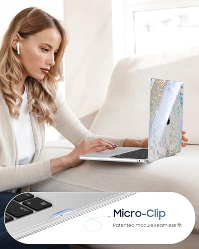 Fintie Case for MacBook Air 13 inch A3449/A3240/A3113/A2681 2022-2026 | M2/M3/M4/M5, Snap On Hard Shell, Full Port Access, Easy On/Off, Lightweight, Garden-Clear - color: Frost Brown
