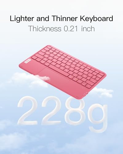 Inateck Bluetooth Keyboard with Touchpad, Ultra Slim and Portable Wireless QWERTY Keyboard, Compatible with Windows and iPad OS, KB01105,Pink - color: Pink
