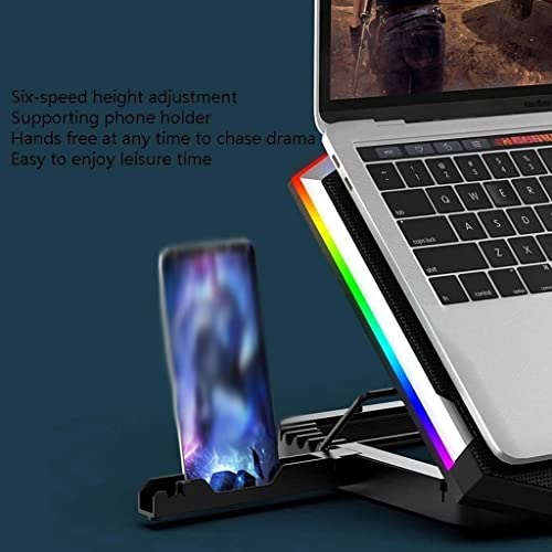 TOEWOE Laptop Cooling Pad, RGB Lights Laptop Cooler 6 Fans for Up to 17.3 Inch Laptops, Notebook Cooler, 7 Modes Light, 6 Height Stands, 2 USB Ports, Black