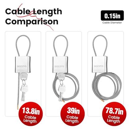 Cable Lock with 3 Keys | L 3.28ft(1m),D 1/6in(4mm) Adjustable Steel Cable Padlock | Aluminum Locks for Bikes, Gate, Lockers & Outdoor Gear | Weatherproof& Silver - color: silver-L 3.28ft(1m),D 1/6in(4mm)