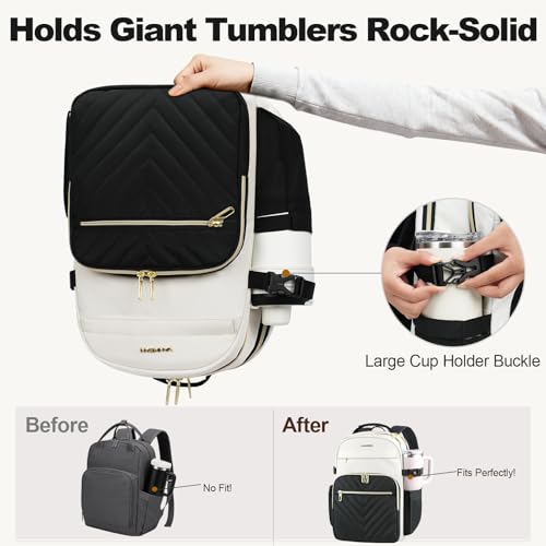 VANKEAN Laptop Backpack for Women - color: Beige-black, size: 17.3 Inch