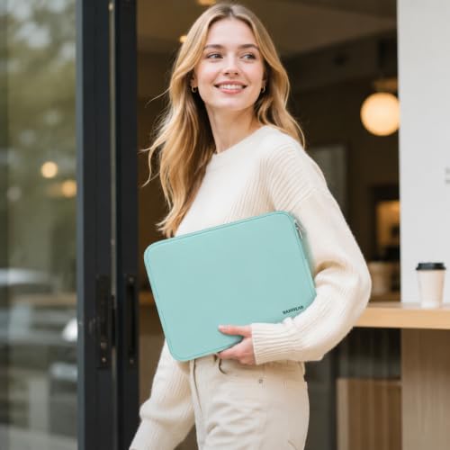 RAINYEAR 15.6 Inch Laptop Sleeve Case Compatible with 15.6 Inch Computer Chromebook PC Notebook Ultrabook, Protective Soft Padded Lightweight Laptop Carrying Bag Cover, Mint Green - color: Mint Green, size: 15.6 Inch