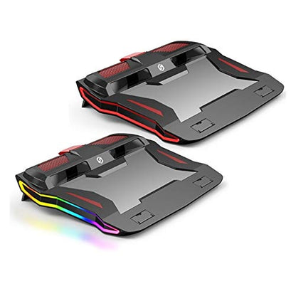 RGB Game Laptop Cooler Adjustable Notebook Bracket 3000 RPM Powerful Air Flow Cool Pad 12-17 Inch Laptop(Red) - color: Red