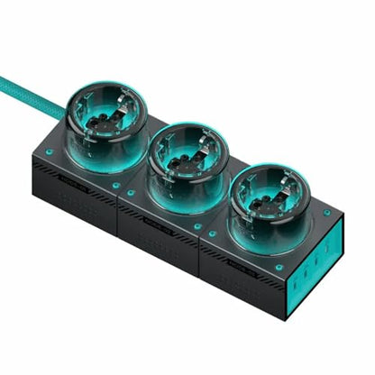 GENKI Moonbase 240W GaN Desktop Charger, Power Strip 7-Port Power Hub with 3 AC Outlets & 4 USB-C Ports (140W Max), Compact Design for Laptop/MacBook/Phone/Gaming Devices (Darkside) - color: Darkside