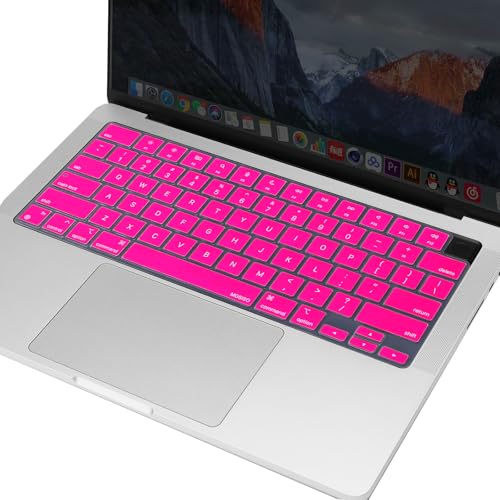 MOSISO Keyboard Cover Skin Compatible with MacBook Air 15 inch M3 M2 | A3114 A2941/Air 13.6 A3113 A2681/Pro 14/16 M4 M3 M2 M1, Bright Rose - color: Bright Rose
