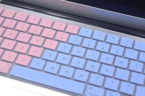 Keyboard Skin Compatible for MacBook Air 15.3" 13.6" M5 M4 M3 M2 A3448 A3241 A3114 A2941 A3449 A3240 A3113 A2681, MacBook Pro 14 16 M5 M4 M3 M2 M1 A3426 A3427 A3434, 2026 MacBook Neo 13" (Pink & Blue) - color: Pink & Blue