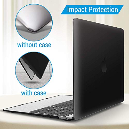 IBENZER Compatible with MacBook 12 Inch Case, Hard Shell Case Cover for Mac 12’’ with Retina Display Model A1534 2020 2019 2018 2017 2016 2015, Black, MM12BK B - color: Black