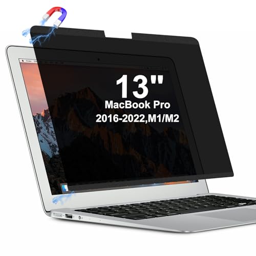 Magnetic Privacy Screen for 13 Inch MacBook Pro M1 M2 and 13 Inch MacBook Air M1 Only, Removable Anti-Spy Blue Light Filter with Storage Folder, ideal for remote work and business travel