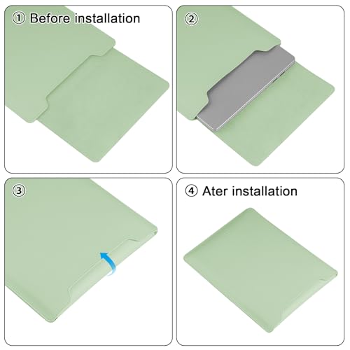HoYiXi 13.3'' /13.6'' Laptop Sleeve Case PU Leather with Stand Compatible with MacBook Pro 14/MacBook Air 13(M1 M2)/ASUS Vivobook 14/Dell XPS 13/ASUS Matebook,13-14'' Laptop Bag,Green - color: Green, size: 13.3'' / 13-14 Inch Laptop