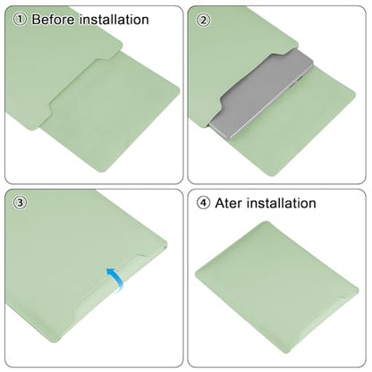 HoYiXi 13.3'' /13.6'' Laptop Sleeve Case PU Leather with Stand Compatible with MacBook Pro 14/MacBook Air 13(M1 M2)/ASUS Vivobook 14/Dell XPS 13/ASUS Matebook,13-14'' Laptop Bag,Green - color: Green, size: 13.3'' / 13-14 Inch Laptop