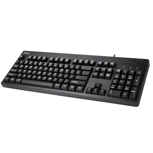 Adesso Fingerprint Keyboard, Full Size, AKB-630FB-TAA | TAA Compliant, AES 256 Encryption, USB Wired, 104 Key Layout, Windows Hello Compatible, Made in Taiwan, Government, Business