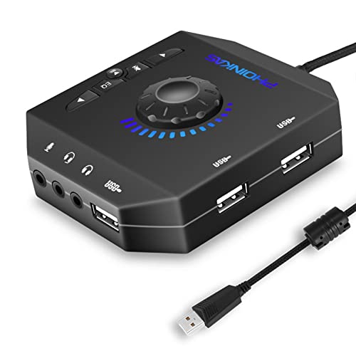 7.1 Channel USB Sound Card Adapter External Sound Card USB Audio Adapter with 3.5mm Interface & USB Interface for PC Laptop Gaming Device