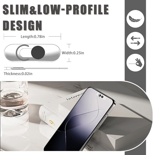 Front Camera Cover Compatible for Smartphones,Webcam Cover Compatible for Pixel/Galaxy/iPad,Protect Privacy and Security,Camera Slide Protection,2 Pack-Black - color: Black