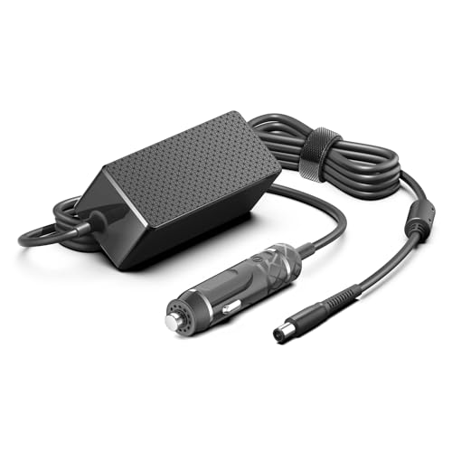 HKY Laptop Car Charger for Dell 7.4 mm Barrel 90W 65W 45W DC Power Adapter Cord 12V-24V Vehicle Auto Airplane Boat Charger for Dell Inspiron/Latitude/Precision/Studio/Vostro/XPS 14 Series Laptops