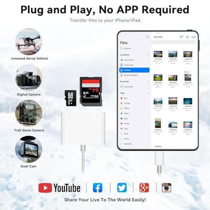 USB C SD Card Reader, 3-in-1 Type C to USB Micro SD/SDHC Adapter with OTG High-Speed Data Transfer for iPhone 15,Samsung Galaxy, MacBook, iPad Pro, Android Laptops, Cameras