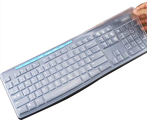 Ultra Thin Desktop Silicone Clear Keyboard Cover Skin Protector Compatible for Logitech MK370 MK270 Wireless Keyboard & Logitech K200 K260 K270 MK200 MK260 Keyboard (NOT for Other Desktop Keyboards) - color: Transparent