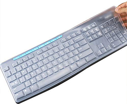 Ultra Thin Desktop Silicone Clear Keyboard Cover Skin Protector Compatible for Logitech MK370 MK270 Wireless Keyboard & Logitech K200 K260 K270 MK200 MK260 Keyboard (NOT for Other Desktop Keyboards) - color: Transparent