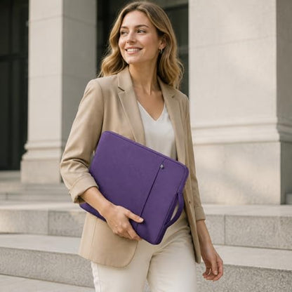 RAINYEAR 14 inch Laptop Sleeve Carrying Case with Handle & Pocket, Purple | Protective Padded Polyester Laptop Sleeve Case Briefcase Compatible with 14 Inch Notebook Computer Chromebook - color: Purple, size: 14"