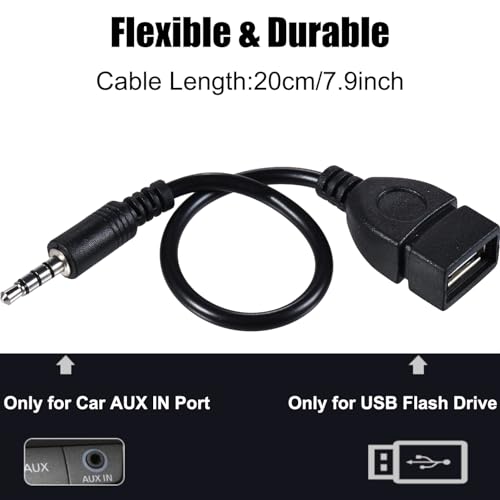 3.5mm (1/8 inch) AUX Audio Plug Male to USB 2.0 Female OTG Adapter Converter Cable for Playing Music with U-Disk in Your Car