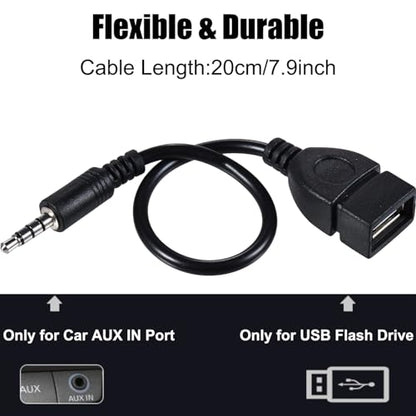 3.5mm (1/8 inch) AUX Audio Plug Male to USB 2.0 Female OTG Adapter Converter Cable for Playing Music with U-Disk in Your Car