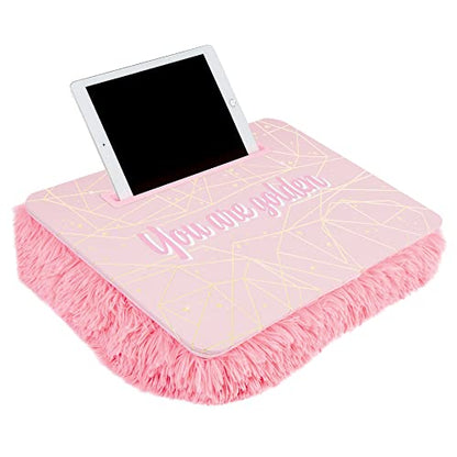 3C4G Pink & Gold Deluxe Fur Lap Desk, Take Tech on The Go, Includes a Media Slot that Perfectly Holds Tablets & Phones, for Ages 6 and up by Make It Real - style: Pink & Gold Fur