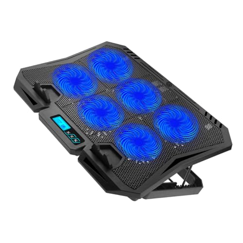 HOMSFOU Laptop Cooling Pad with 6 Quiet Fans 15.6 Inch Adjustable Speed Blue Light Laptop Stand Cooler for Gaming and Office Use