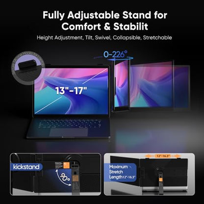 Laptop Screen Extender, 14" FHD 1080P Dual Screen Monitor for Laptop Ultra-Light Portable Monitor with USB-C/HDMI, Plug & Play for Windows/Mac/Chrome/Android - size: 14.1"