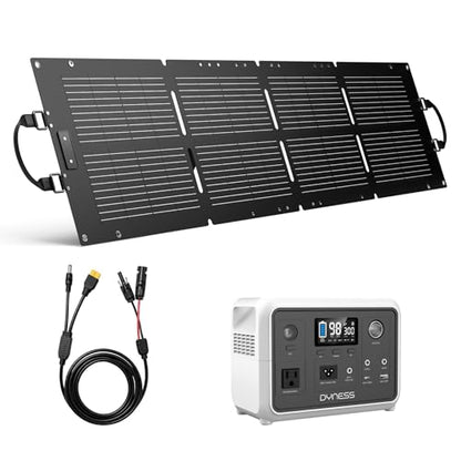 DYNESS Portable Power Station 300W with 100W Foldable Solar Panel, 256Wh Solar Generator with 110V Pure Sine Wave AC Outlet, LiFePO4 Battery for Camping, Home Backup, RV, Outdoor - size: 256Wh 300W + 100W Solar Panel