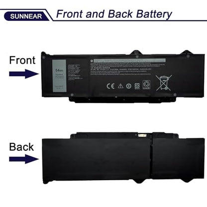 DR02P 2X1V9 Laptop Battery for Dell Latitude 5440 5450 5540 5550 | 11.4V 54Wh 4623mAh; Battery Replacement for Dell Precision 3480 3490 3580 3590; s 803W6 0803W6 02X1V - size: 12.35*4.65*1.15 inches DR02P