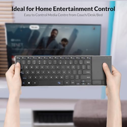 Rii 2.4G Wireless Keyboard,Bluetooth Keyboard(BT 5.1+2.4G),Aluminium Alloy Portable with Touchpad for Computer,PC,Tablet,iPad,Android TV Box,Smart TV,Windows,Mac (Black) | BT 5.1+2.4G,Aluminium Alloy,Easy meadia control,built-in touchpad for HTPC,PC,Table