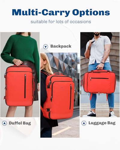 Carry on Backpack 38L Large Travel Backpack for Women Flight Approved Weekender Bag Laptop Backpack Men 15 inches Orange - color: Orange