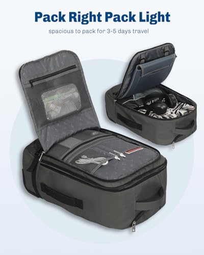 Hynes Eagle Rolling Backpack 42L Backpack with Wheels Airline Approved Carry on Luggage Laptop Travel Suitcase Bag for Women Men Dark Grey - color: Dark Grey
