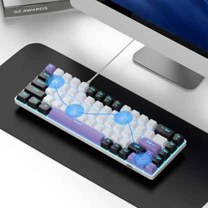 MageGee Portable 60% Mechanical Gaming Keyboard, MK-Box LED Backlit Compact 68 Keys Mini Wired Office Keyboard with Red Switch for Windows Laptop PC Mac - White/Purple - color: Purple/Red Switch