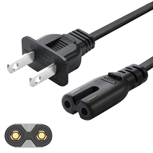 Chanzon 6ft(1.8m) Power Cord for PS5 PS4 PS3 Xbox One S & X Power Cord Hp Officejet Envy Canon Printer Series X/S Consoles 2 Prong 1-15P IEC320 C7 Plug 7A 125V Universal Figure 8 Cable (UL Listed) - size: 6 FT