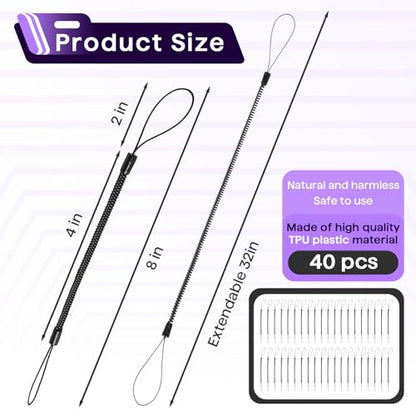 40PCS Pen Leash for Clipboard - Anti-Lose Elastic Tether, Plastic Retractable Coil Strap, Stylus Lanyard for Touchscreen, Clipboard Pen Leash & Coil Set - color: 40-PACK
