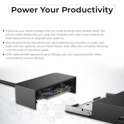 WD19DCS Dell Docking Station Dual Monitor - 4K Display, USB-C Performance Dock with 240W Adapter, HDMI, DisplayPort, USB-C Cables & Cloth (Renewed)
