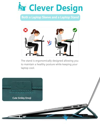 HYZUO 13.3-14 Inch Laptop Case Sleeve with Stand Feature, Dark Green | for MacBook Pro 14 M5/M4/M3/M2/M1 A3426 A3427 2026-2021, MacBook Pro/Air 13.3, 13.5 13.8 Surface Laptop,HP Spectre X360 13/14 - color: Dark Green, size: 13.3-14 Inch