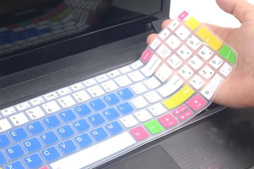 Silicone Keyboard Cover Compatible with Lenovo ideaPad Flex 5 5i 16", Yoga 7 7i 16", Yoga 7i 15.6", ideaPad 3 3i 5 5i 15.6", ideaPad Slim 5 5i 16", Lenovo V15 G5 G4 G3 15.6" (White & Blue) - color: White & Blue, size: Compatible for ThinkBook 15p