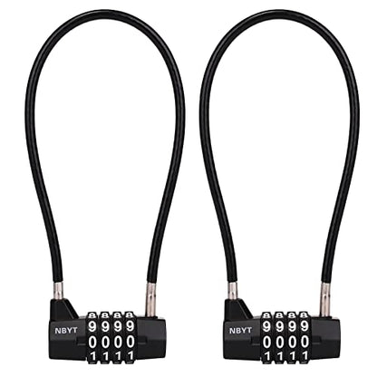 ‌4-Digit Cable Locks with Combination - Heavy Duty Outdoor Gate Lock for Fence, Cabinet,Refrigerator,Dumpster,lockers,Gym,Toolbox,case, hasp Storage,Sheds - size: 11" Cable - Span 5" (3/16" Diameter) - 2 Pack