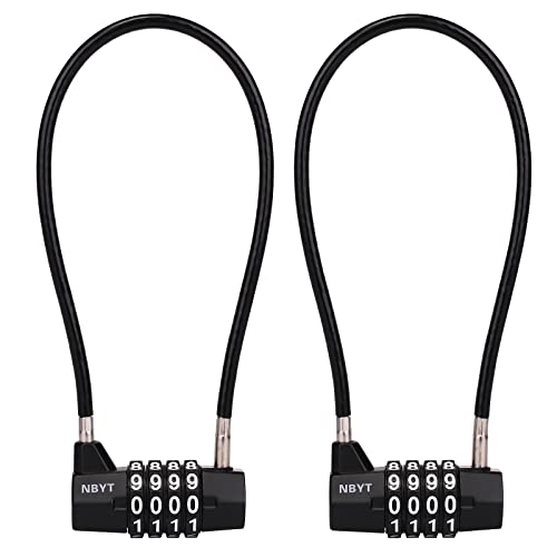 ‌4-Digit Cable Locks with Combination - Heavy Duty Outdoor Gate Lock for Fence, Cabinet,Refrigerator,Dumpster,lockers,Gym,Toolbox,case, hasp Storage,Sheds - size: 11" Cable - Span 5" (3/16" Diameter) - 2 Pack